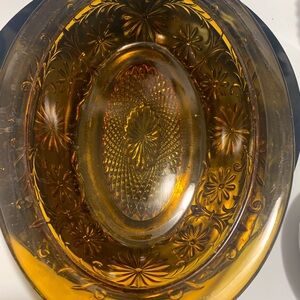 Vintage Indiana  Amber Glass Bowl